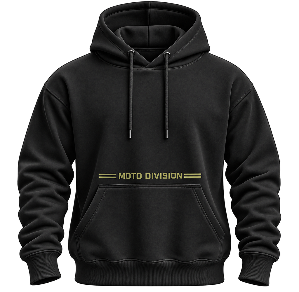 TactiKor Moto Division black hoodie front view